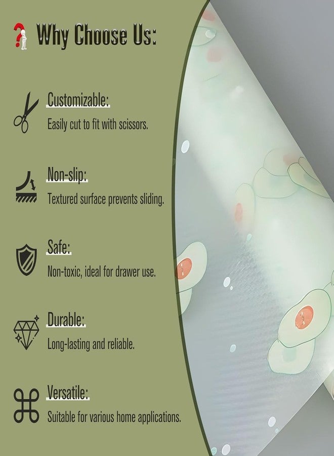 SKYTONE Kitchen Shelf Liner Anti Slip Mat EVA Food Grade Multipurpose Washable Sheet for Fridge, Shelf Liner, Table, Kitchen Drawer Mat (Avacado, 45 X 300 CM) - Image 3